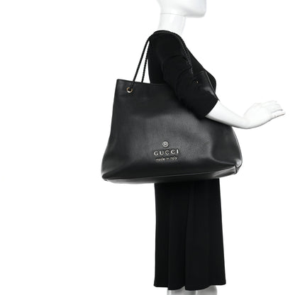 Gucci Calfskin Large Gifford Braided Handle Tote Black 2 of 9