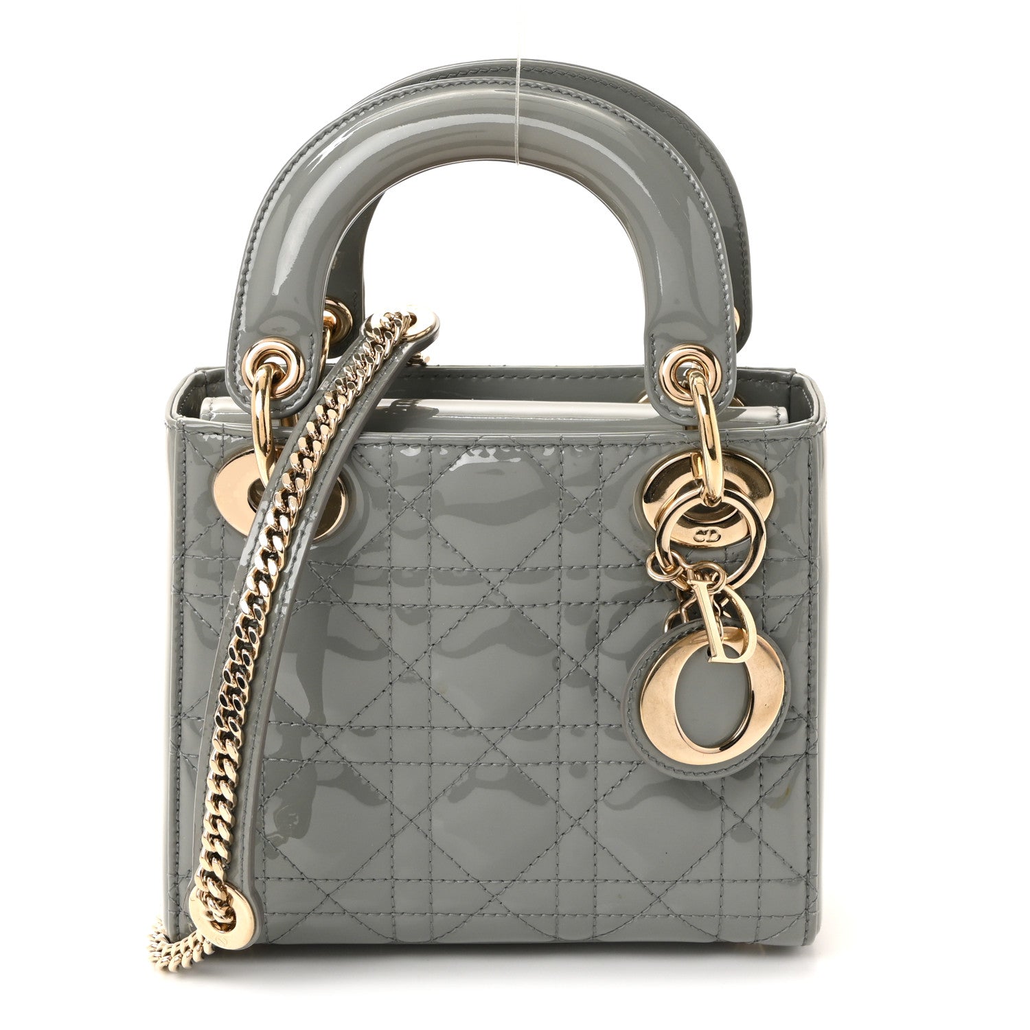 Christian Dior Patent Cannage Mini Lady Dior Grey Stone 1 of 9