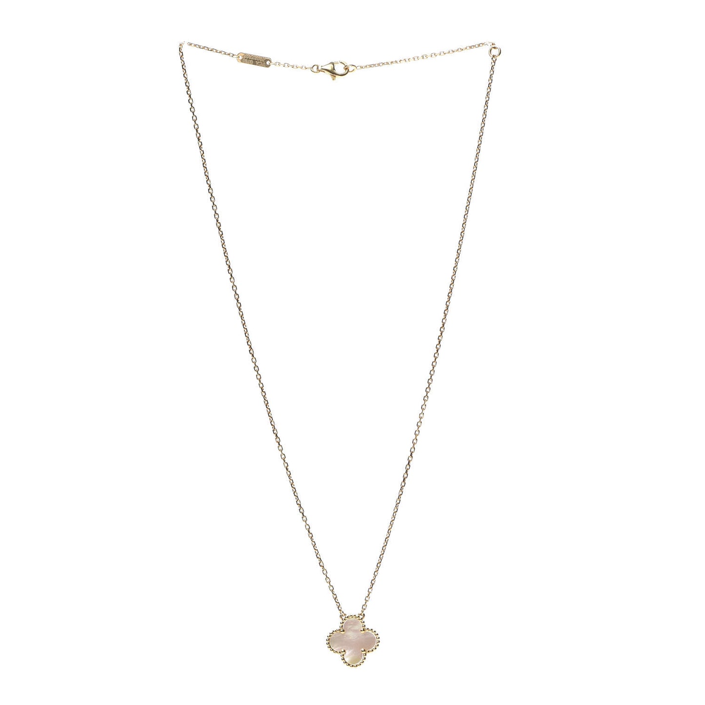 18K Yellow Gold Mother of Pearl Vintage Alhambra Pendant Necklace