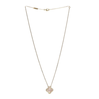 Van Cleef & Arpels 18K Yellow Gold Mother of Pearl Vintage Alhambra Pendant Necklace 3 of 7