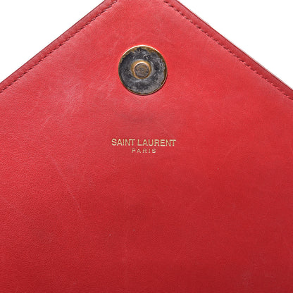 Saint Laurent Lambskin Matelasse Chevron Large Monogram Satchel Red 7 of 20