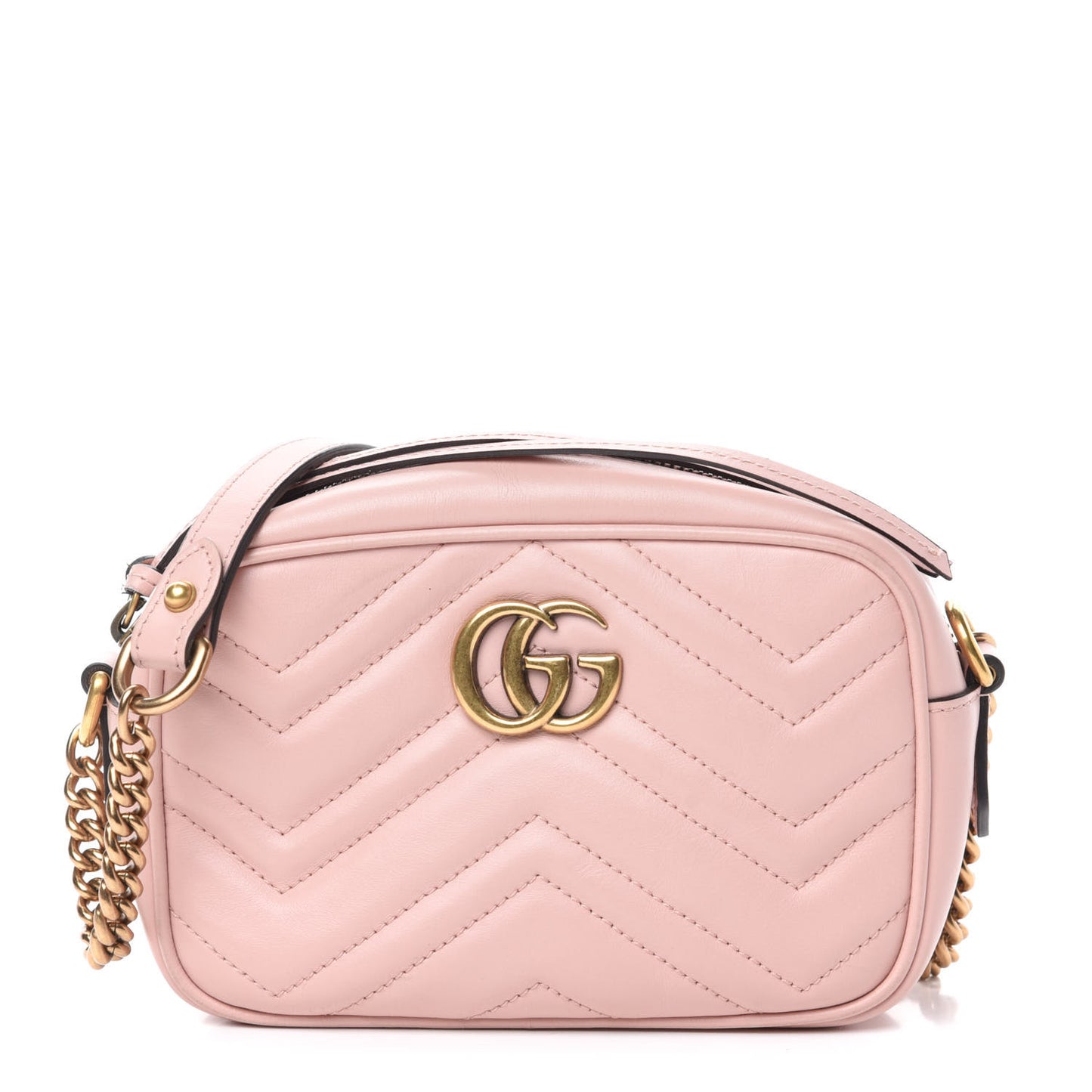 Calfskin Matelasse Mini GG Marmont Chain Shoulder Bag Perfect Pink