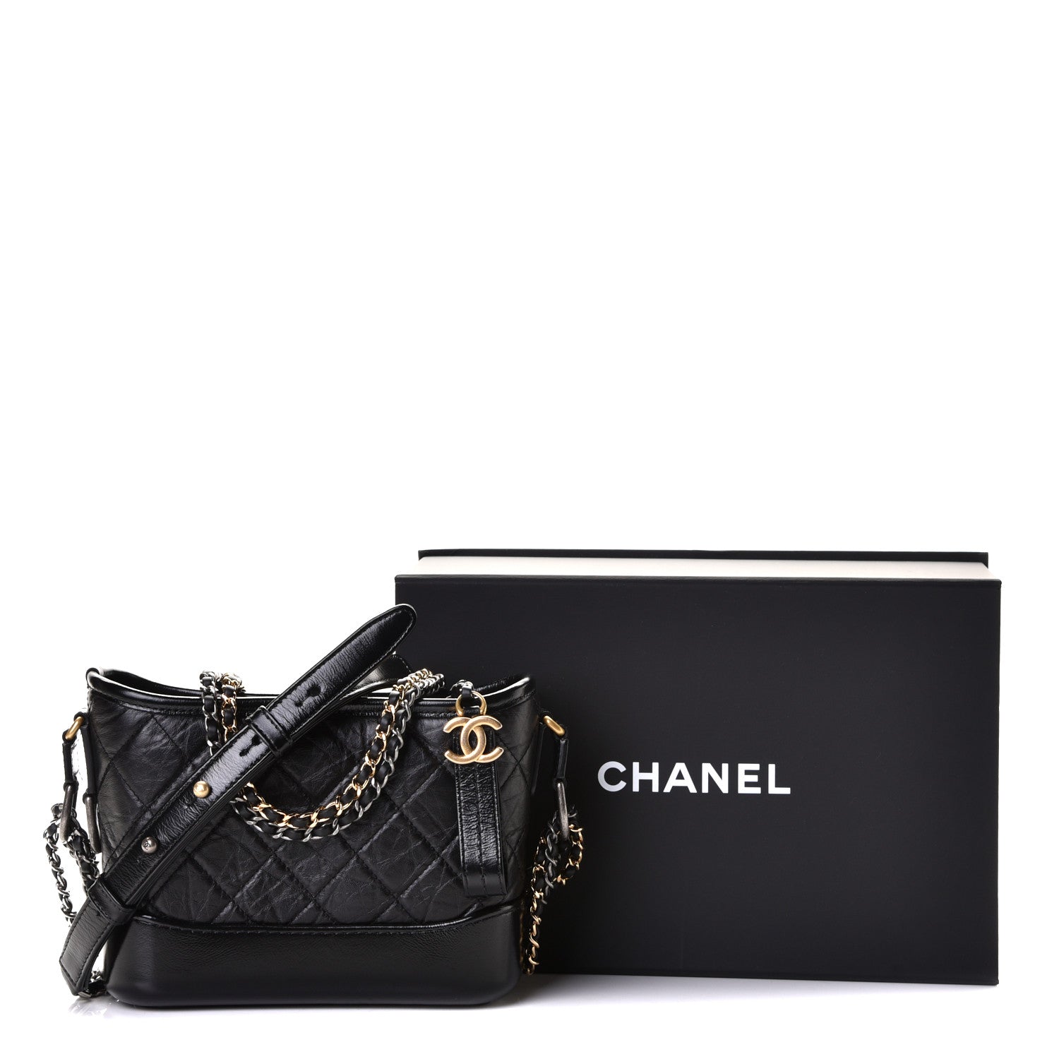 Chanel Aged Calfskin Quilted Small Gabrielle Hobo Black 8 of 8