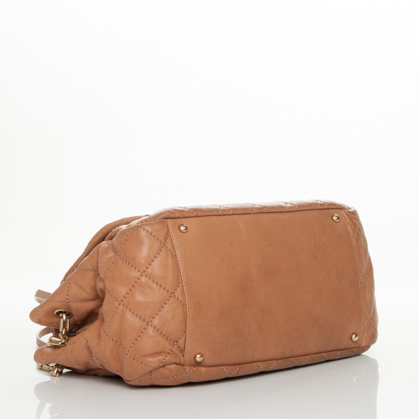 Calfskin Quilted Jumbo Retro Chain Accordion Flap Dark Beige