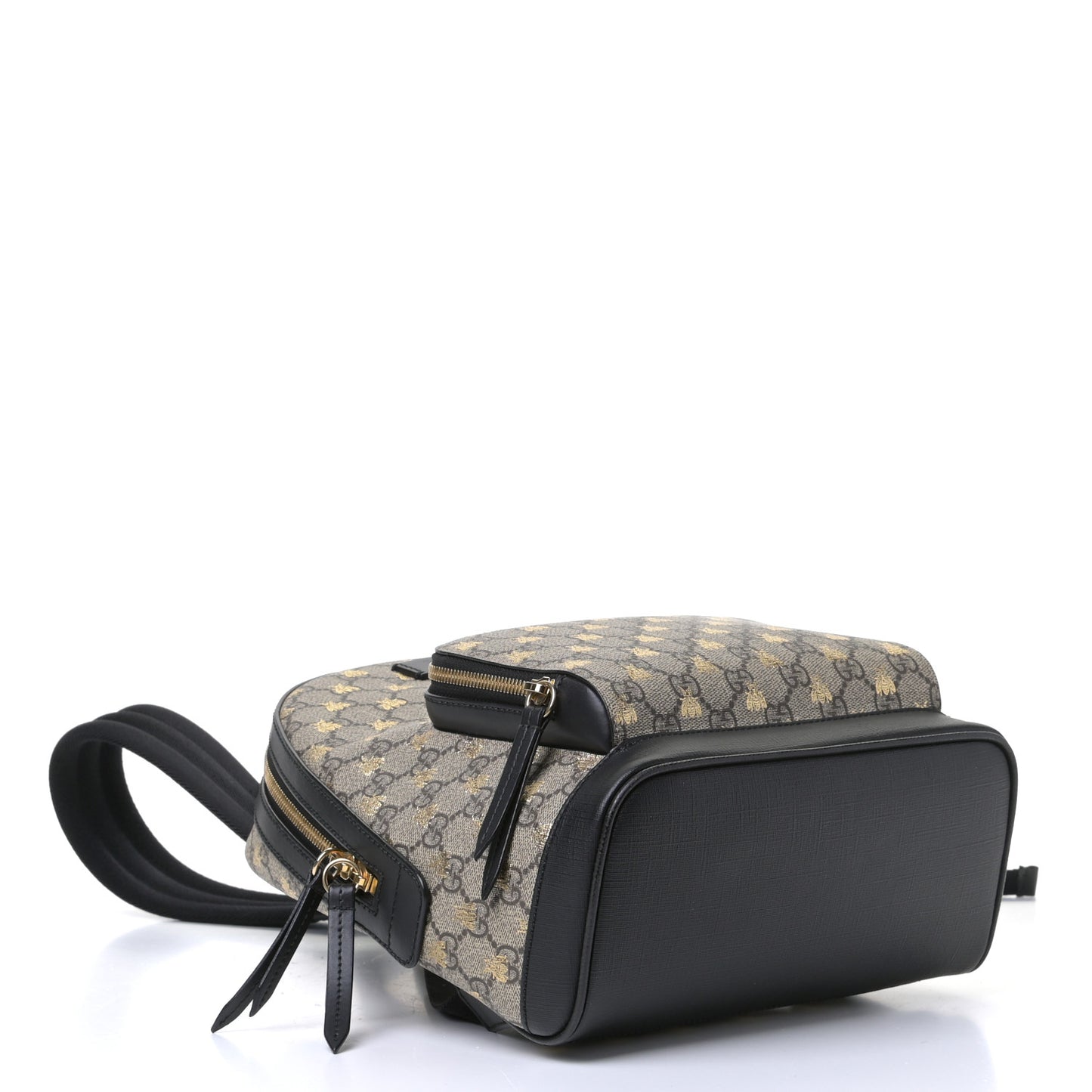 GG Supreme Monogram Bees Print Small Day Backpack Beige Oro Black