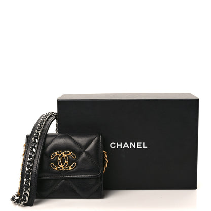 Chanel Lambskin Quilted Chanel 19 Flap Coin Purse With Chain Black 9 of 9