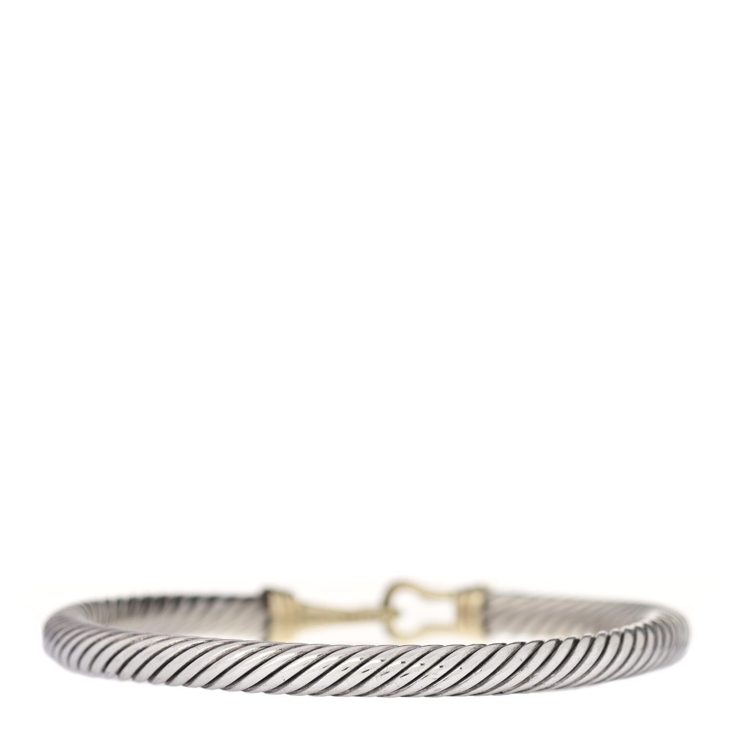 David Yurman Sterling Silver 14K Yellow Gold 5mm Cable Classic Buckle Bracelet 3 of 4