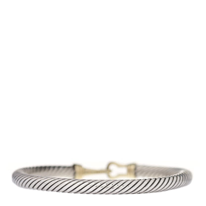 David Yurman Sterling Silver 14K Yellow Gold 5mm Cable Classic Buckle Bracelet 3 of 4