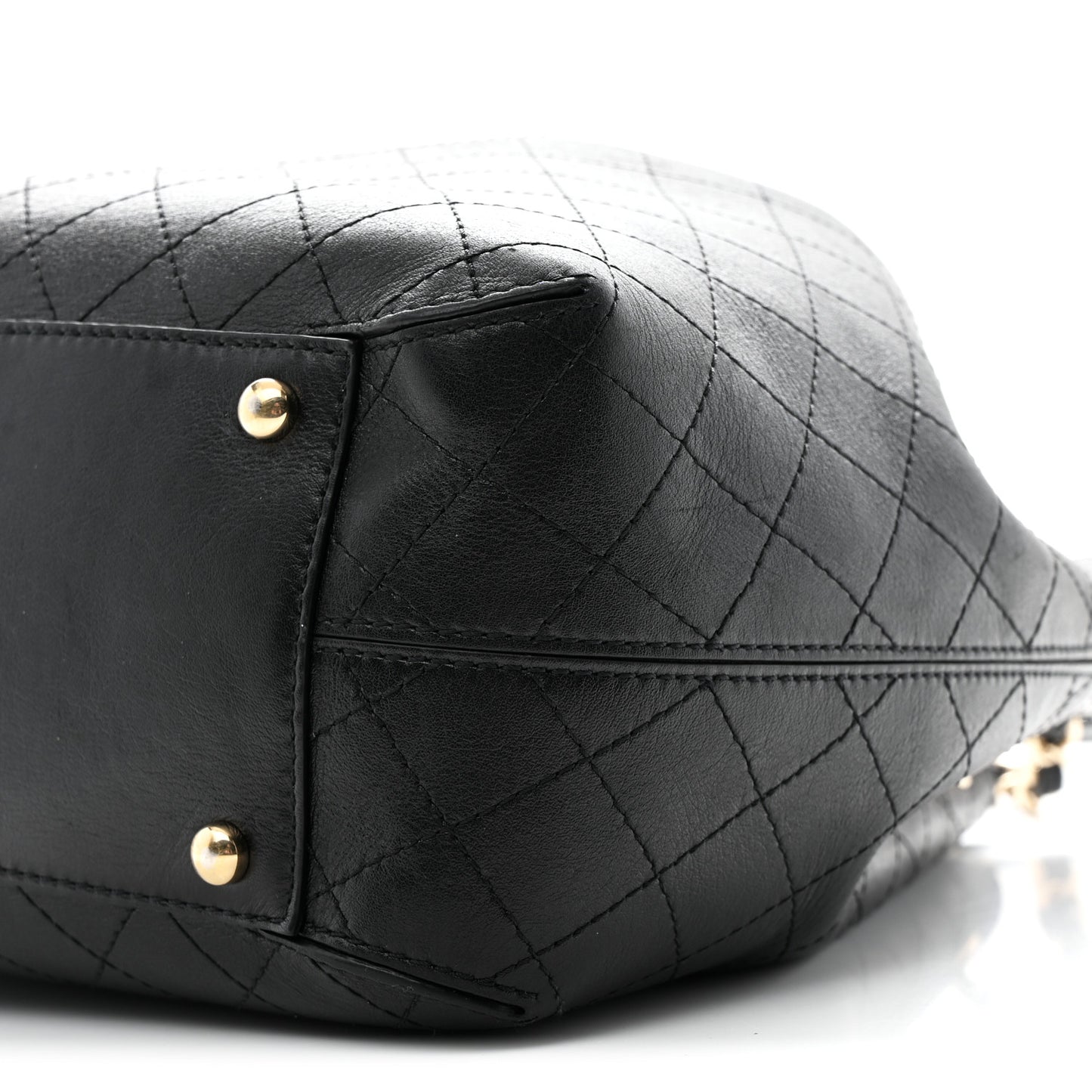 Calfskin Stitched Drawstring Bag Black