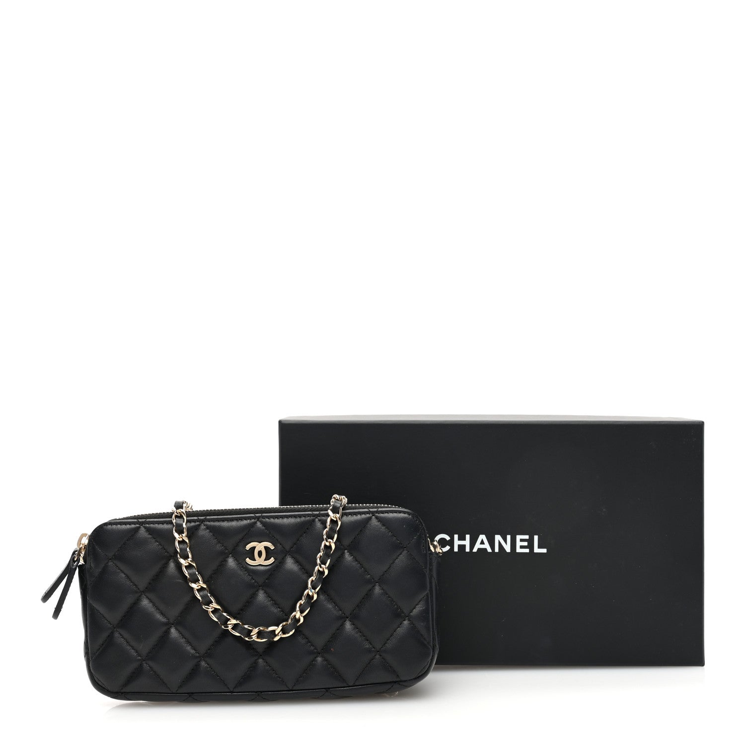 Chanel Lambskin Quilted Small Clutch With Chain Black 12 of 12