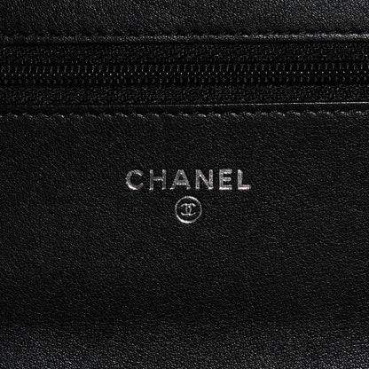 Chanel Lambskin Diamond Stitched Wallet On Chain WOC Black 5 of 8