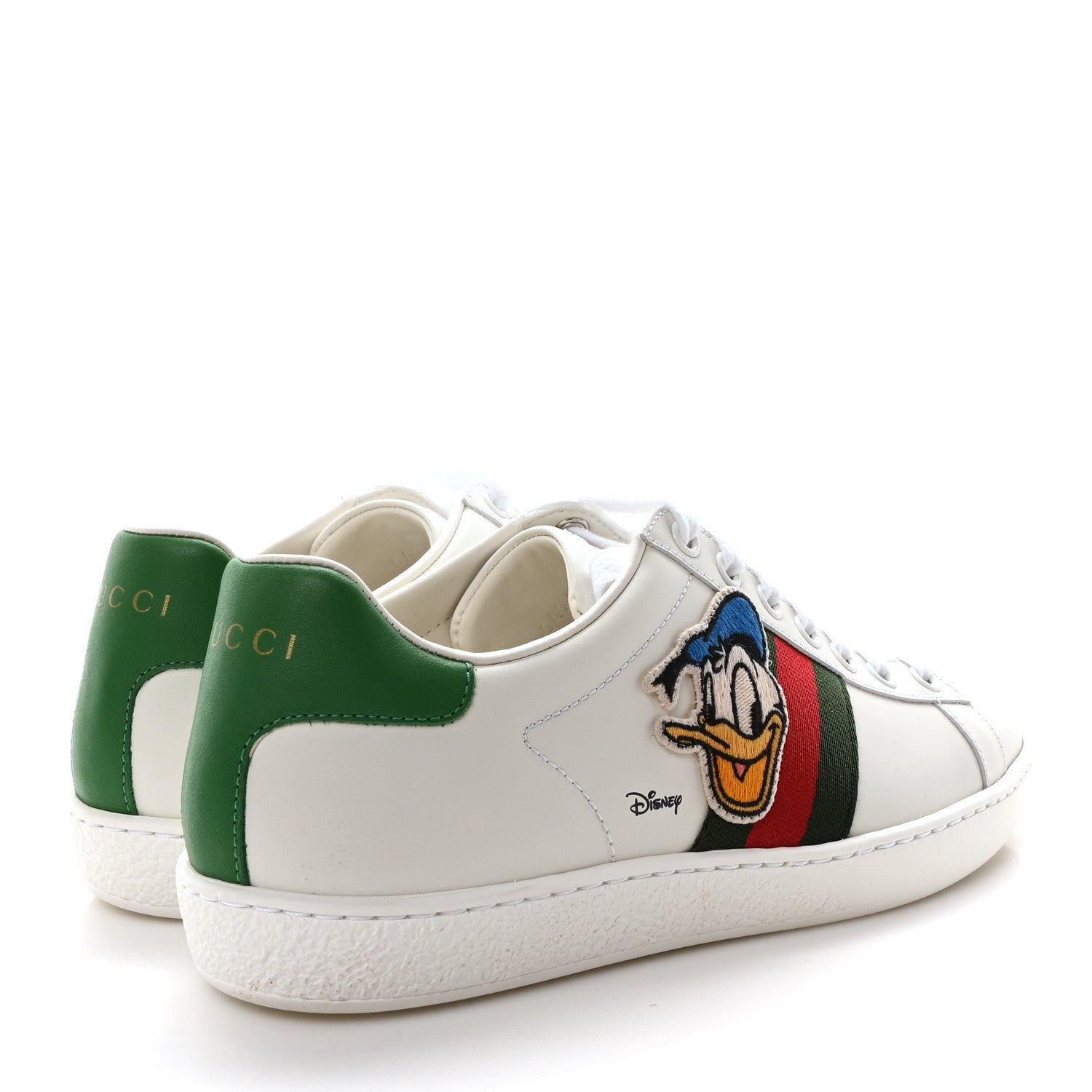 Gucci X DISNEY Calfskin Miro Soft Web Donald Duck Womens Ace Sneakers 36 White New Shamarock 5 of 9