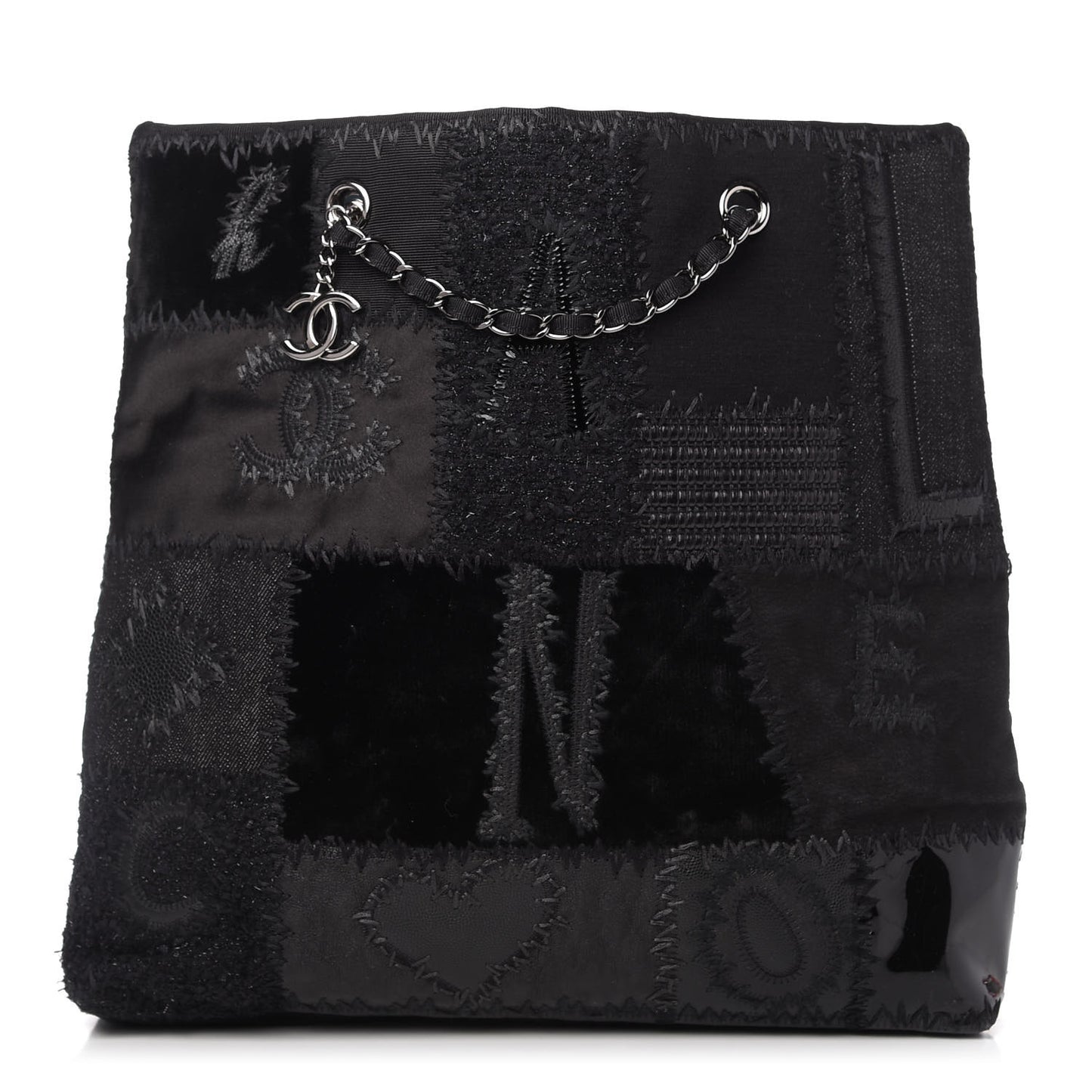 Tweed Patchwork Tote Black