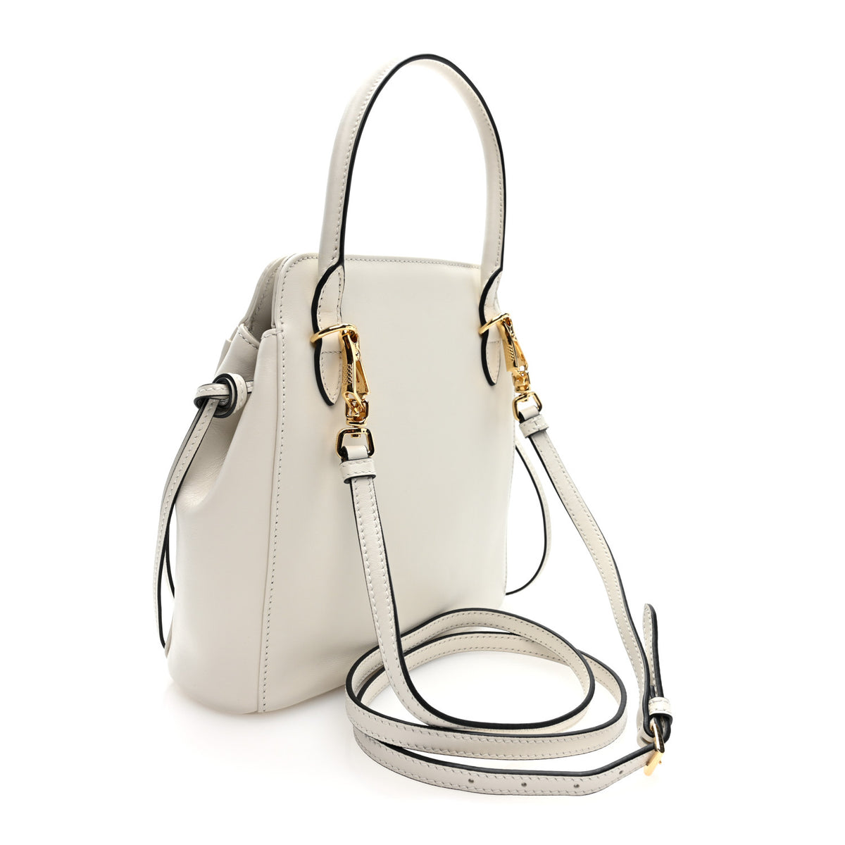 Calfskin Mini Carry Shoulder Bag White