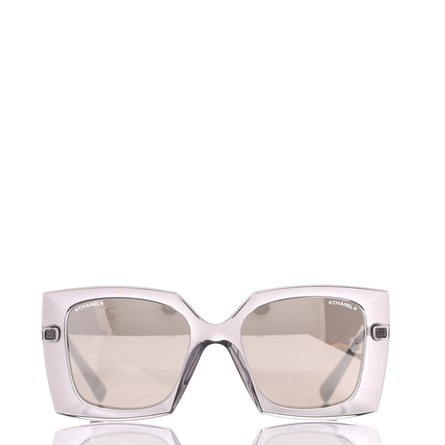 18K White Gold Mirror Square Sunglasses 6051 Gray