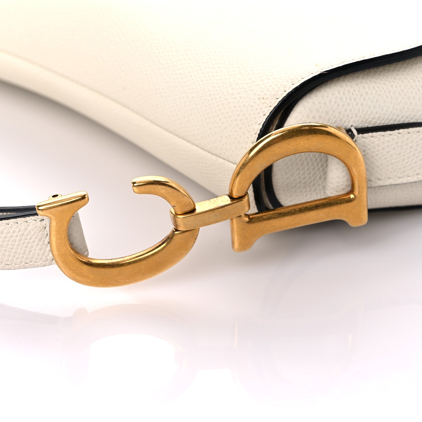 Grained Calfskin Saddle Bag White
