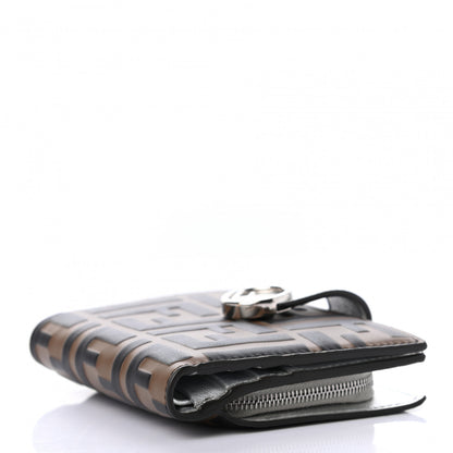 Fendi Vitello Soft Catalan Mirror F is Fendi Bi-Color FF 1974 Embossed Compact Wallet Maya Black Argento 4 of 7