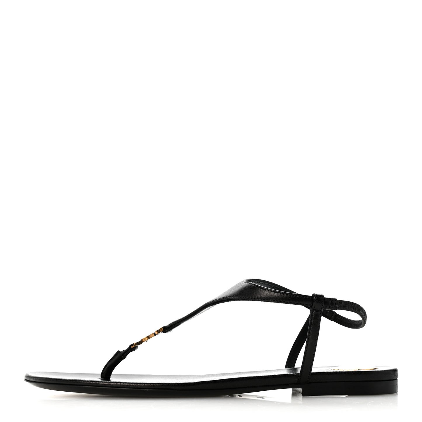 Lambskin Monogram Cassandra Slingback Flat Sandals 36.5 Black