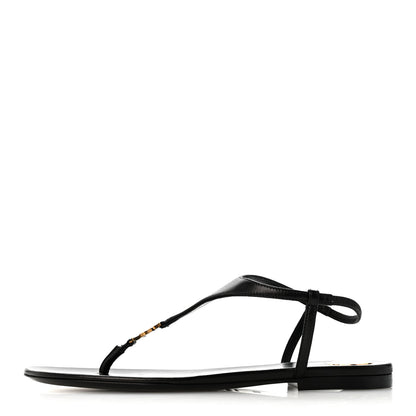Saint Laurent Lambskin Monogram Cassandra Slingback Flat Sandals 36.5 Black 1 of 8