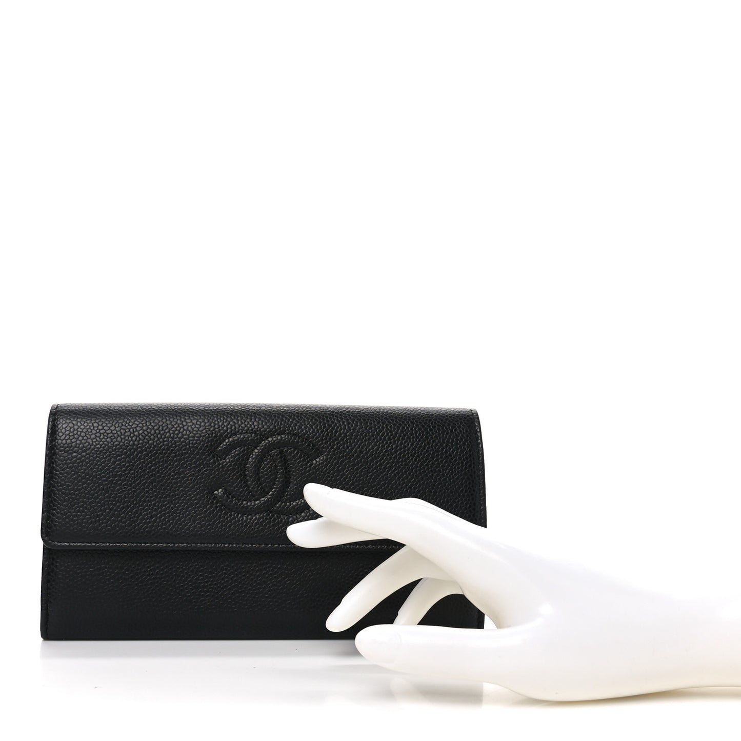 Caviar Timeless CC Large Gusset Flap Wallet Black