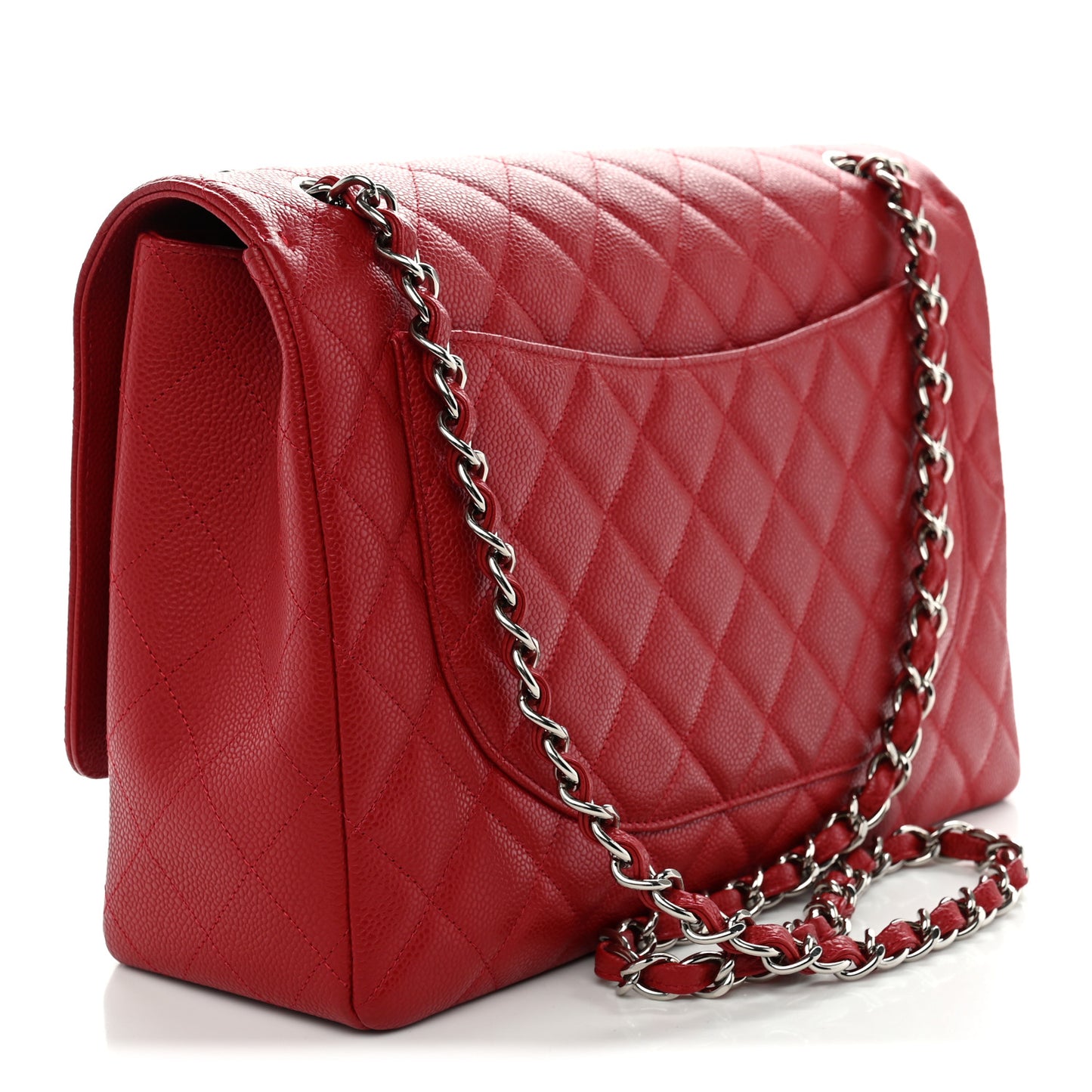 Caviar Quilted Maxi Single Flap Red