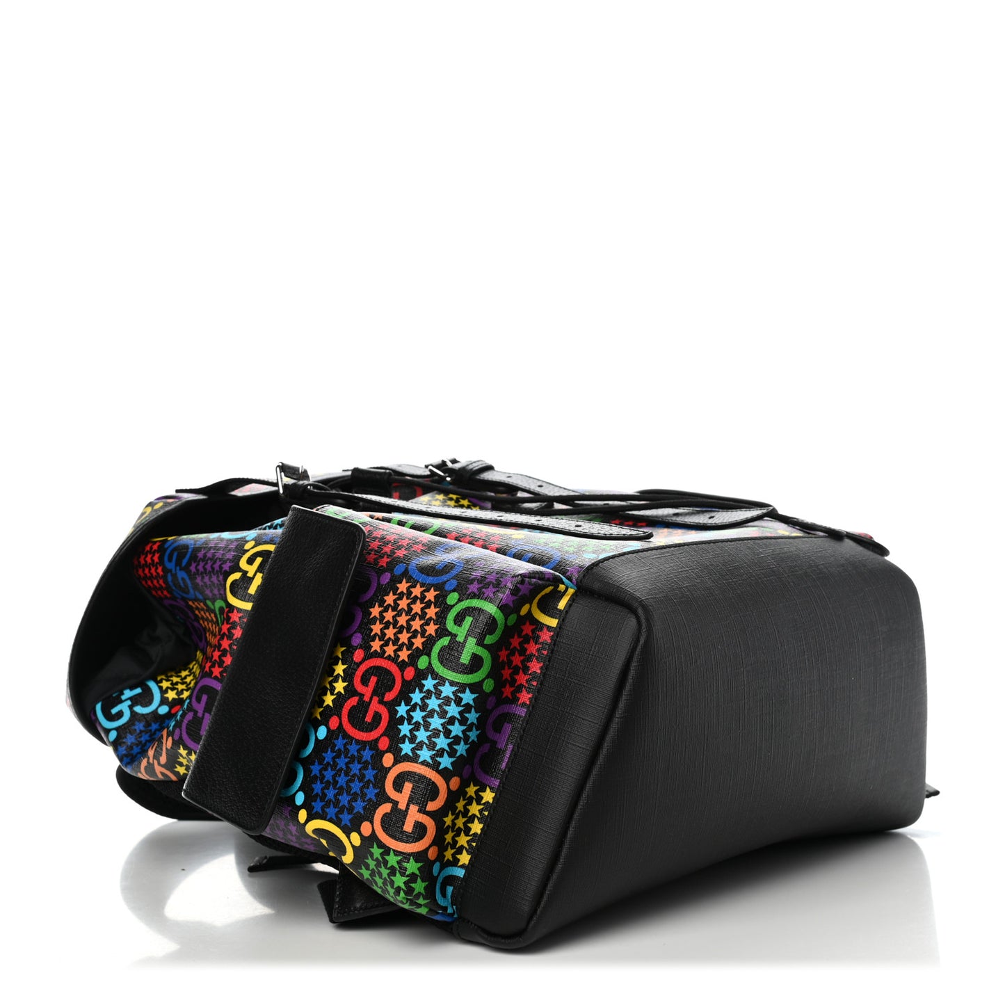 GG Supreme Monogram Psychedelic Medium Double Buckle Backpack Black Multicolor
