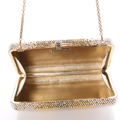 Judith Leiber Swarovski Crystal Minaudiere Clutch Gold Silver 5 of 8