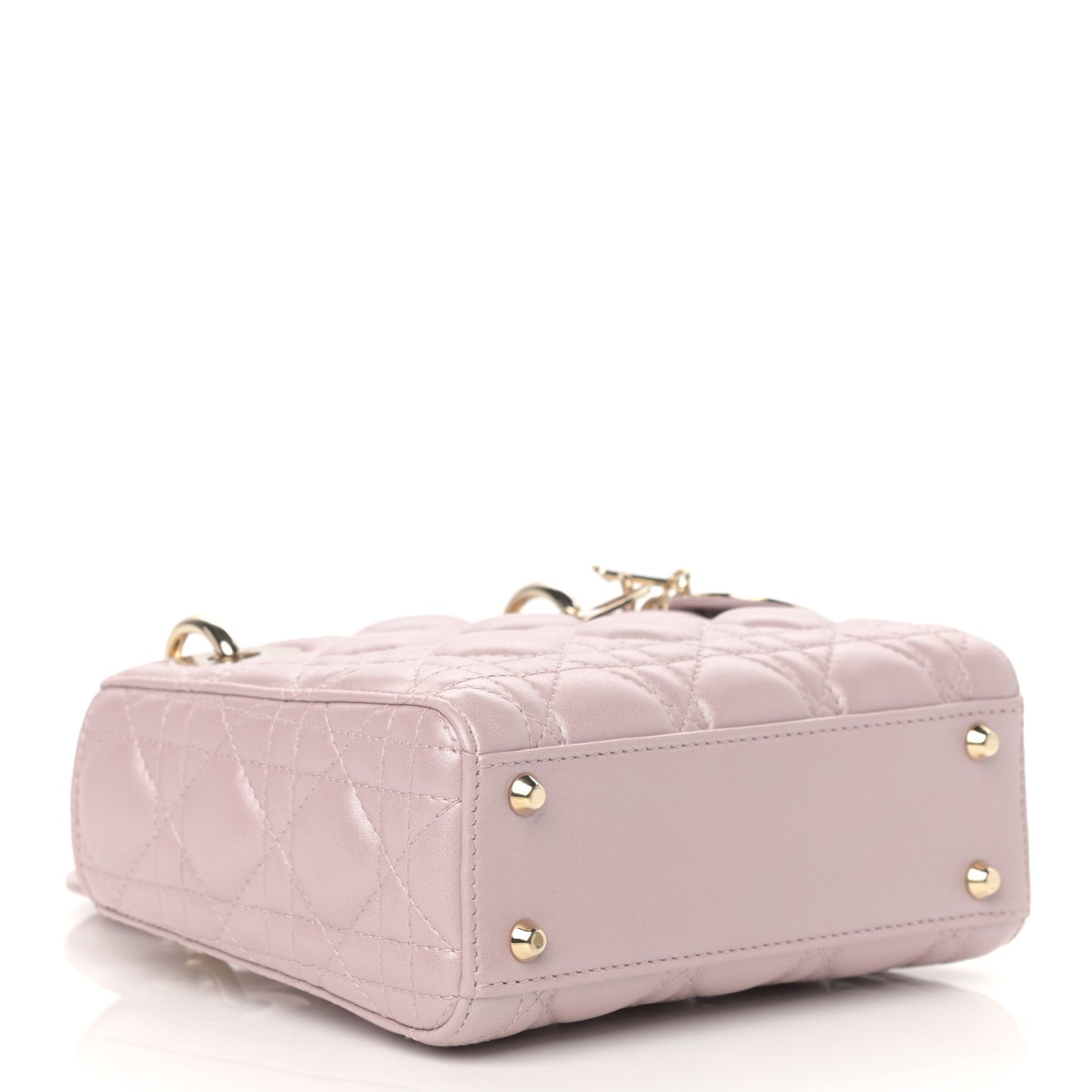 Metallic Lambskin Cannage Mini Lady Dior Lotus