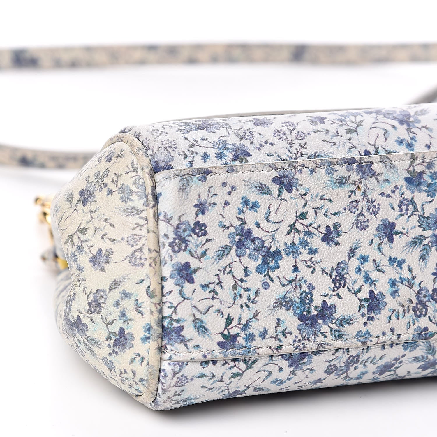 Dolce & Gabbana Dauphine Floral Print Micro Miss Sicily Satchel Blue White 8 of 10