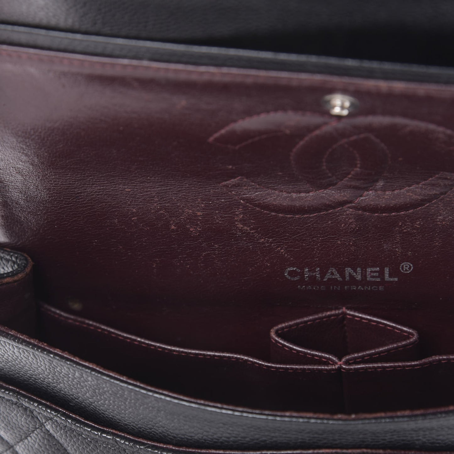 Caviar Quilted Medium Double Flap Black
