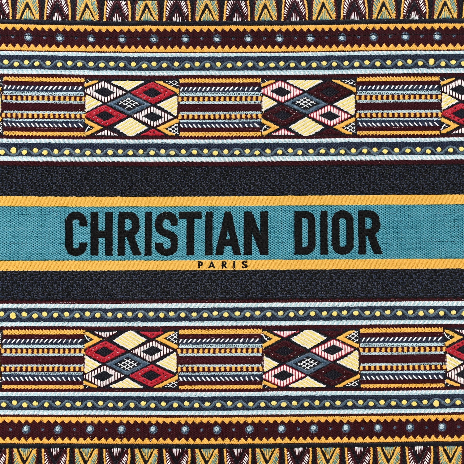 Christian Dior Canvas Embroidered Book Tote Blue Multicolor 8 of 11