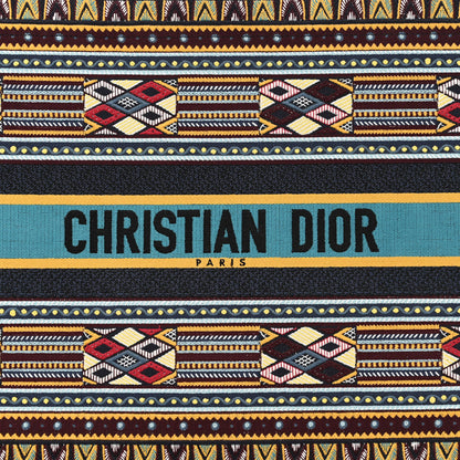 Christian Dior Canvas Embroidered Book Tote Blue Multicolor 8 of 11