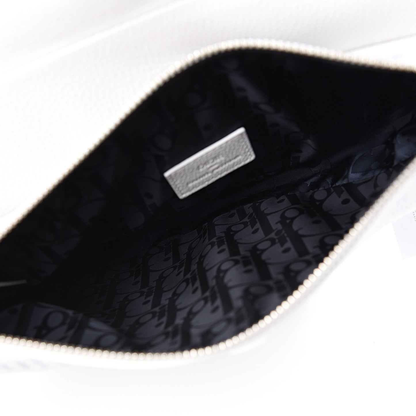X DANIEL ARSHAM Grained Calfskin Newspaper Print Saddle Bag White
