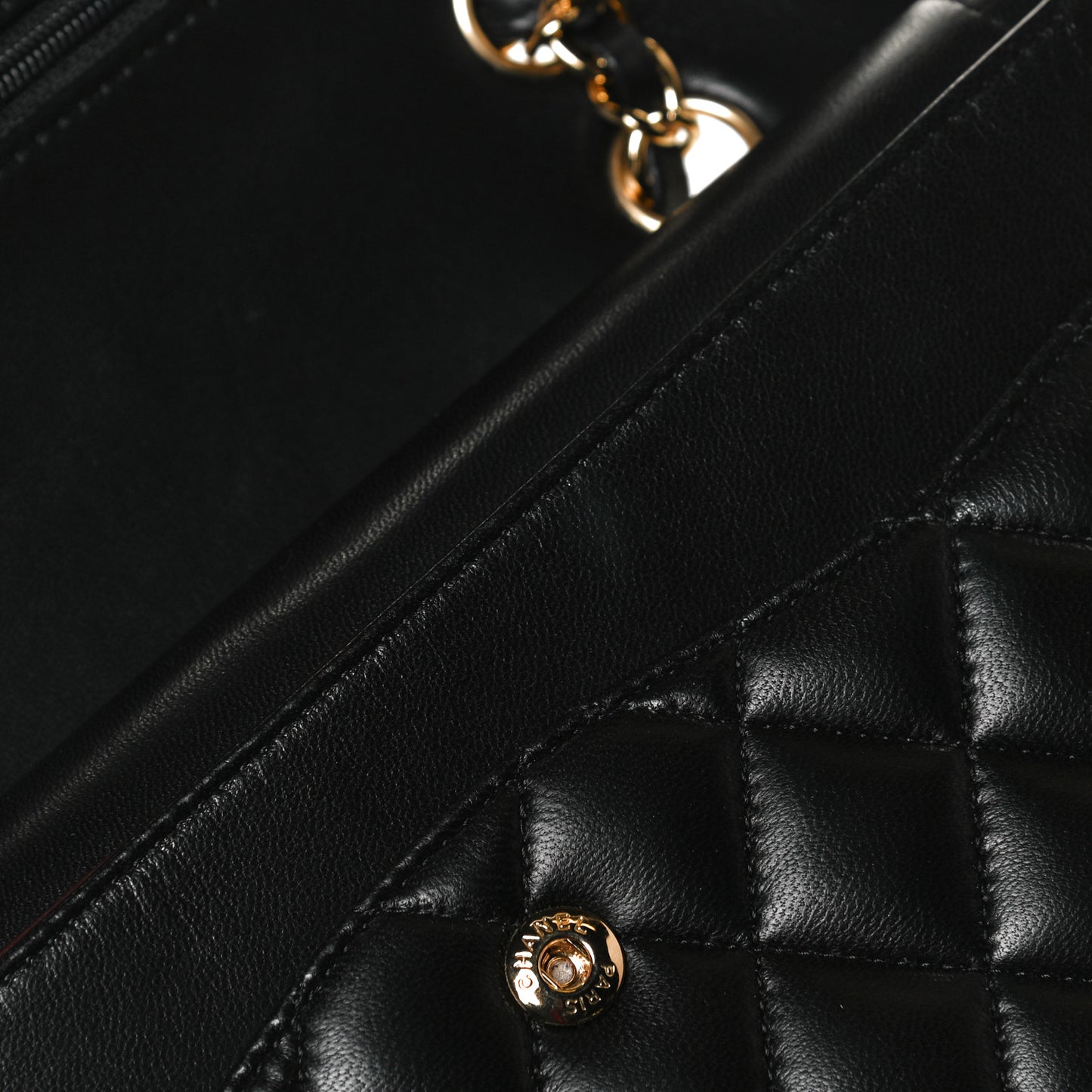 Lambskin Quilted Medium Double Flap Black