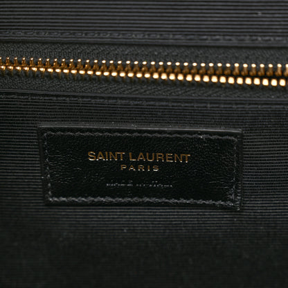 Saint Laurent Grain De Poudre Matelasse Chevron Large Monogram Satchel Dark Beige 6 of 13