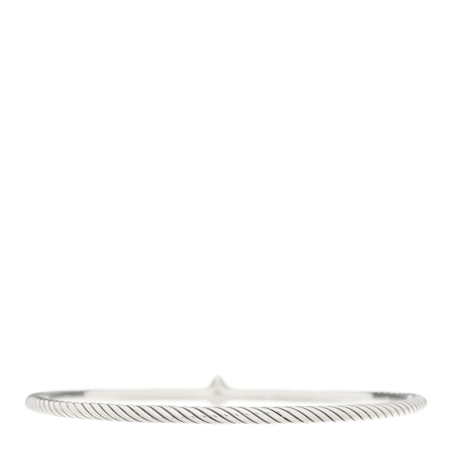 David Yurman Sterling Silver Diamond 3mm Quatrefoil Station Cable Bangle Bracelet 2 of 3
