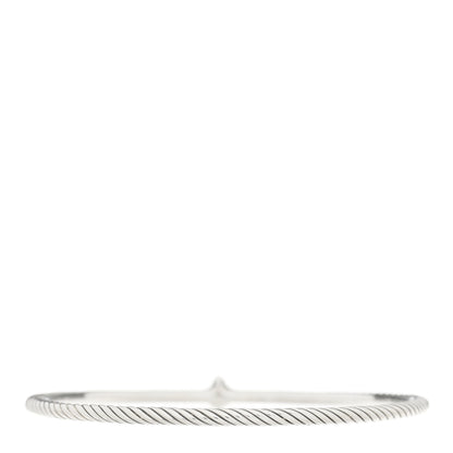 David Yurman Sterling Silver Diamond 3mm Quatrefoil Station Cable Bangle Bracelet 2 of 3