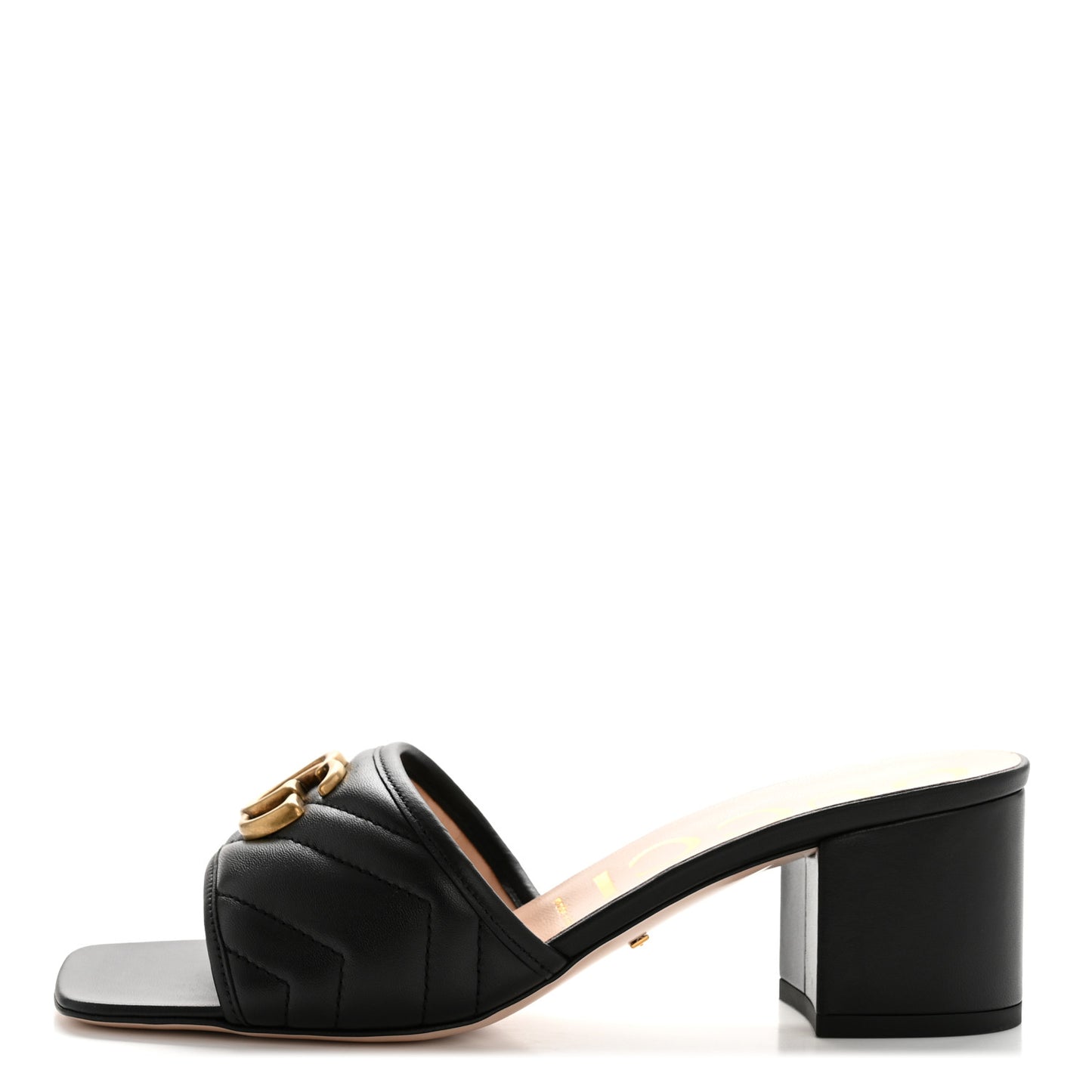 Nappa Matelasse GG Marmont 55mm Slide Sandals 39 Black