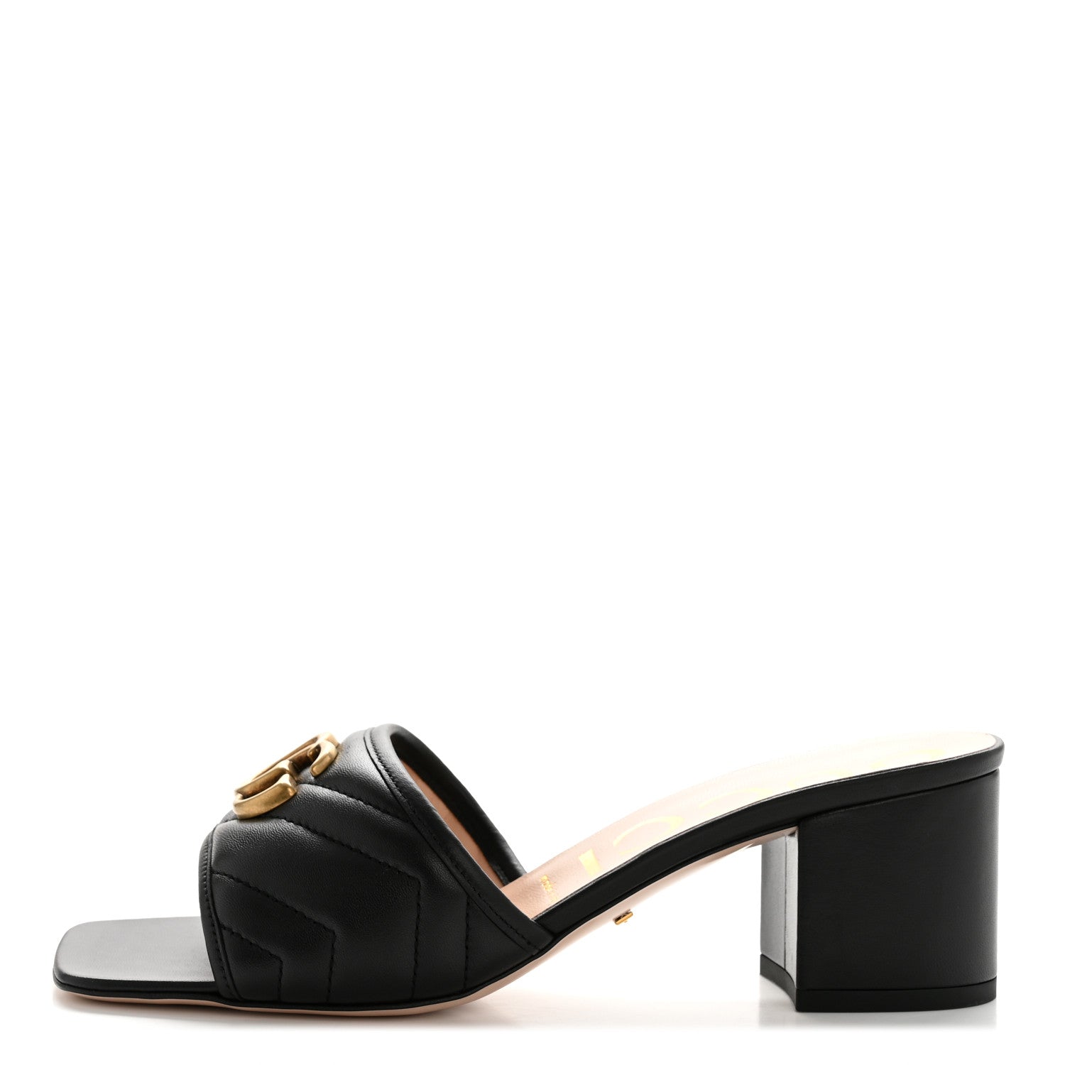 Gucci Nappa Matelasse GG Marmont 55mm Slide Sandals 39 Black 1 of 10
