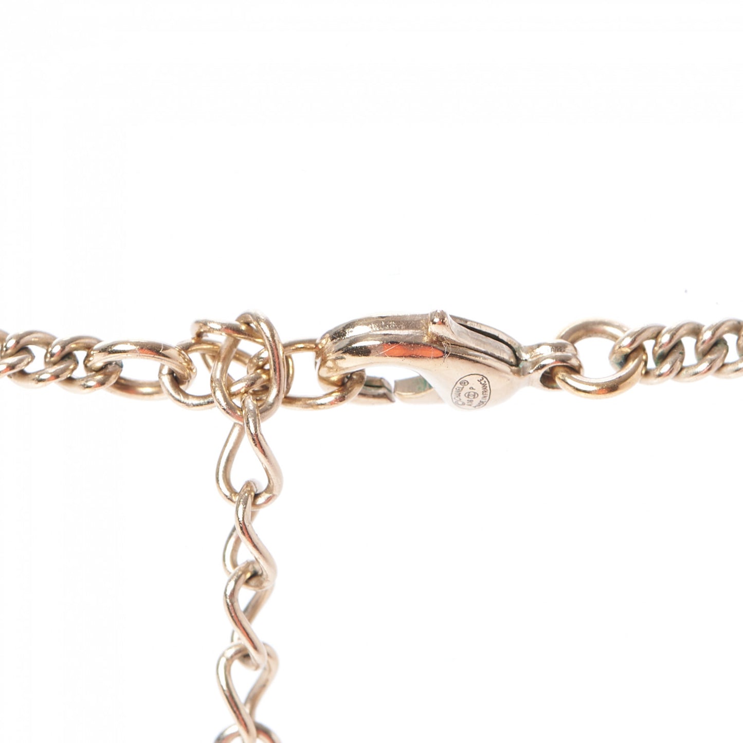 Pearl Baguette Crystal CC Medallion Necklace Gold