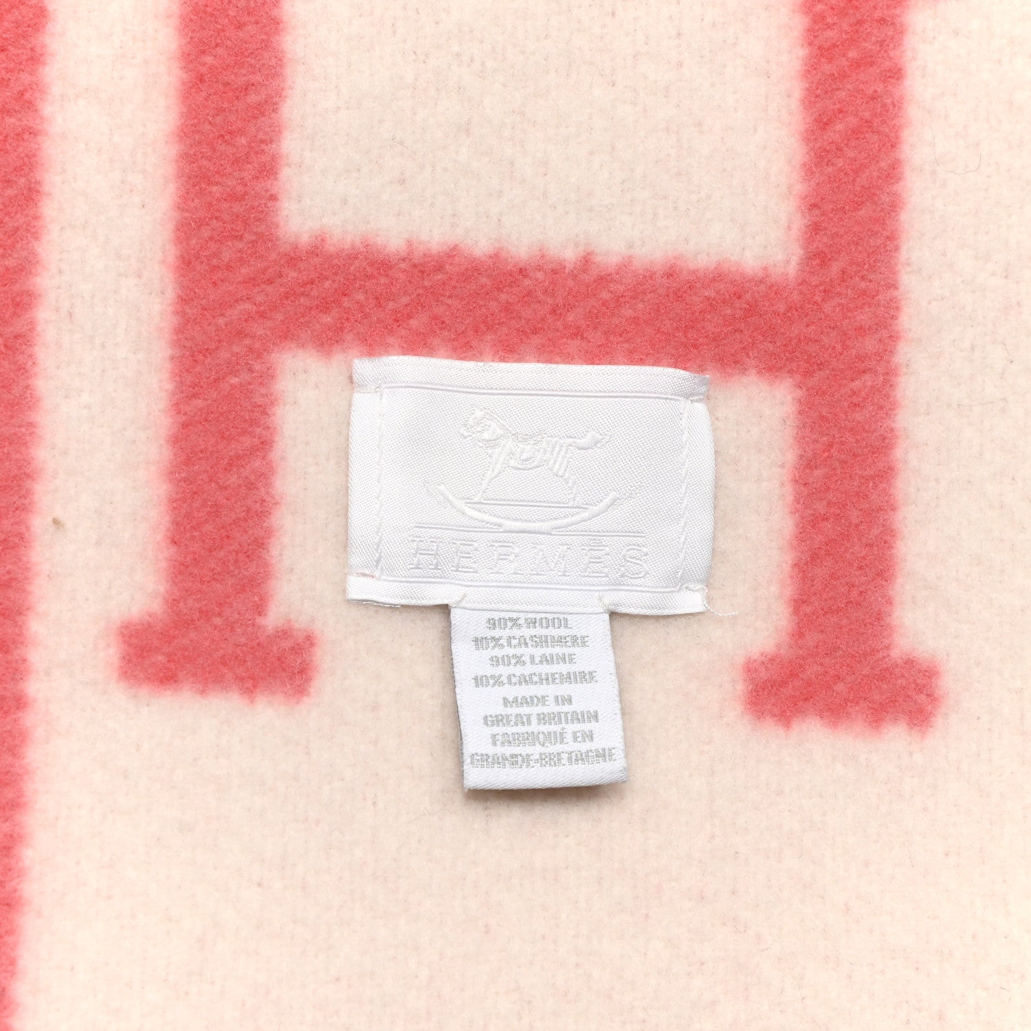Hermes Wool Cashmere Avalon Baby Blanket Rose Airelle White 3 of 4