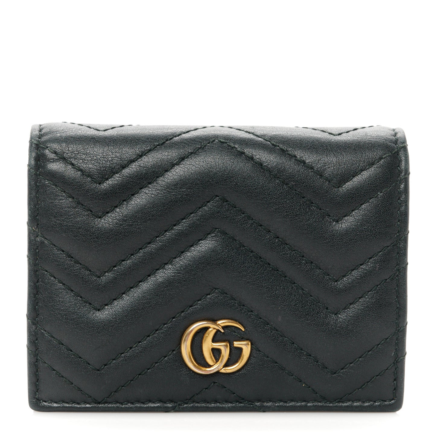 Calfskin Matelasse GG Marmont Card Case Black