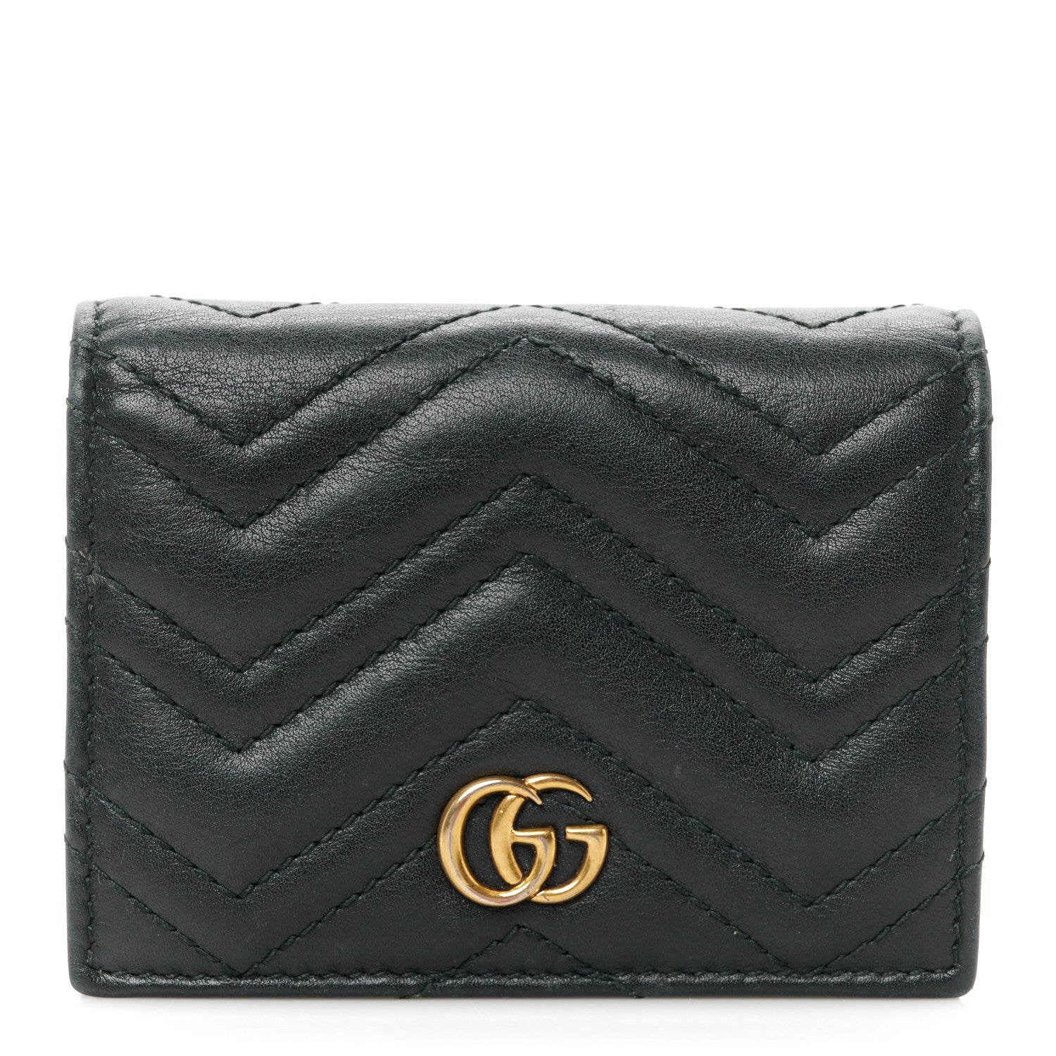 Gucci Calfskin Matelasse GG Marmont Card Case Black 1 of 10
