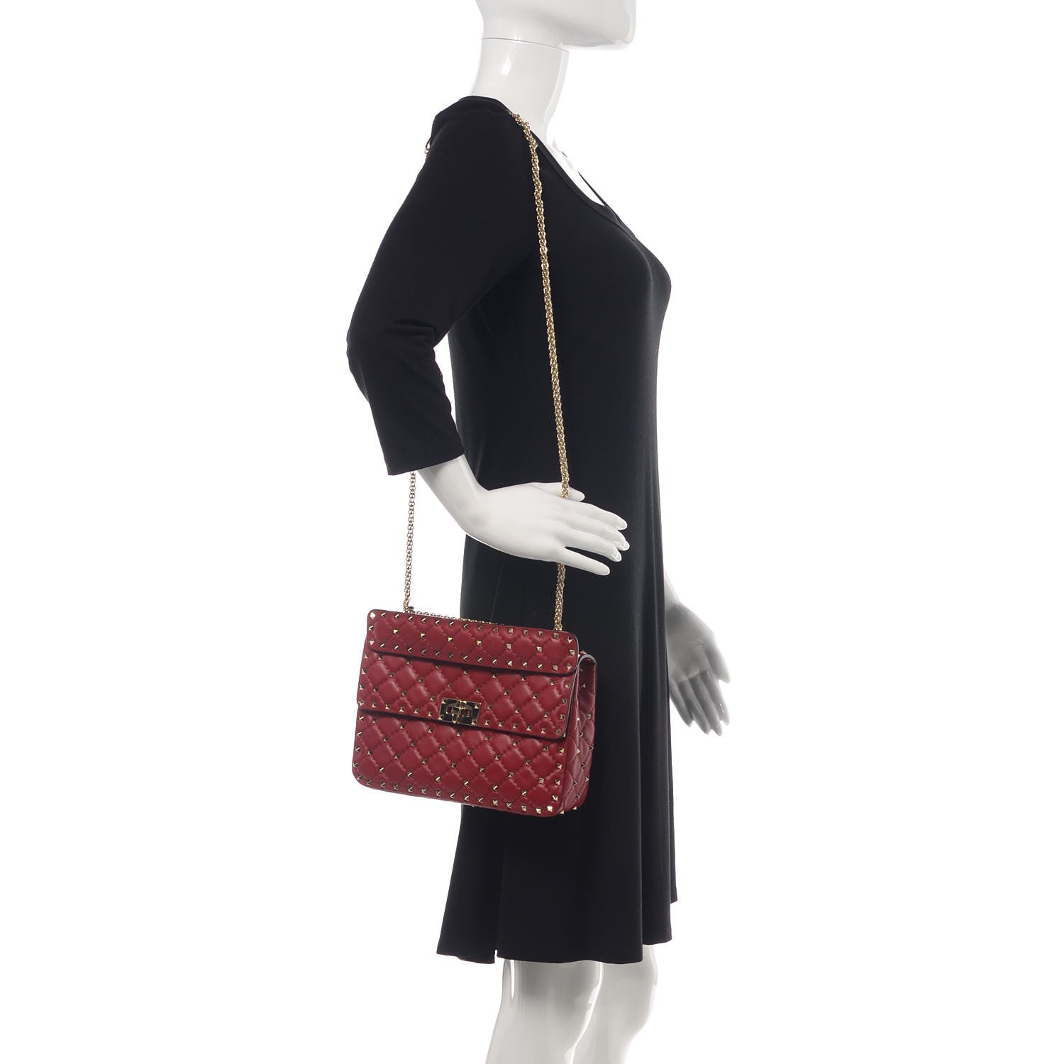 Valentino Garavani Nappa Medium Rockstud Spike Shoulder Bag Rosso Valentino 2 of 8