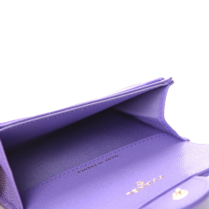Chanel Caviar Quilted Flap Card Holder Wallet Purple 5 of 9