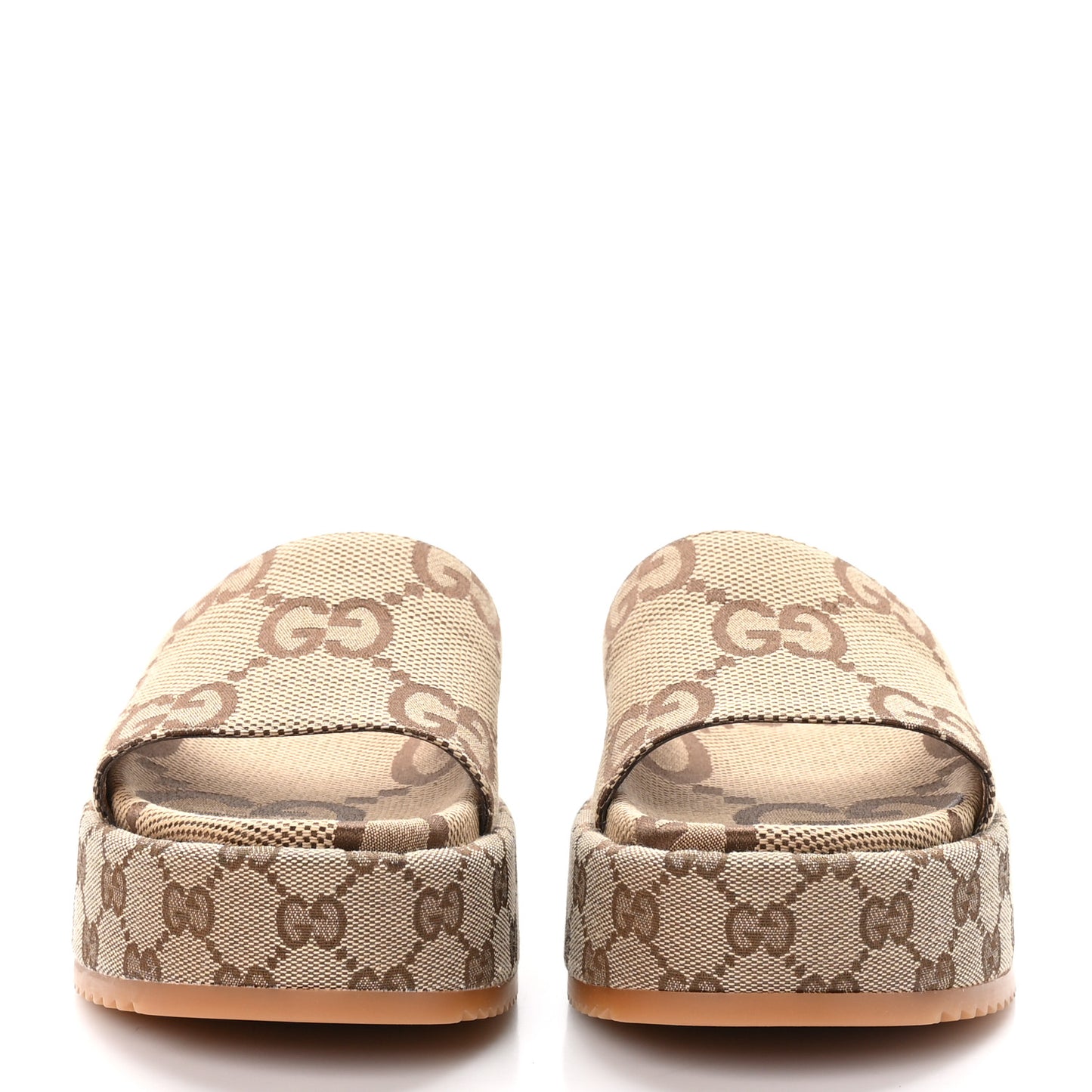 Monogram Maxi GG Angelina Platform 55mm Slide Sandals 39 Camel Ebony