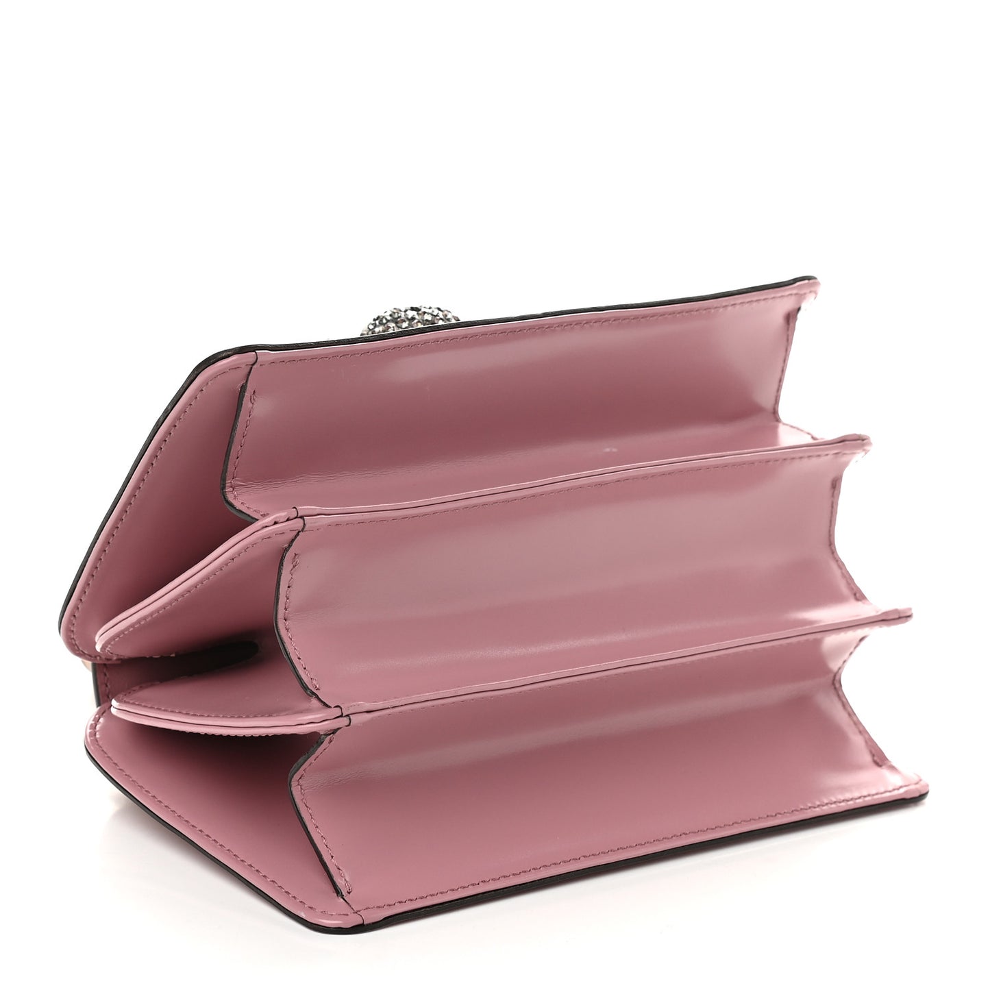 Calfskin Bamboo Crystal Mini Thiara Top Handle Bag Carmine Rose Gold
