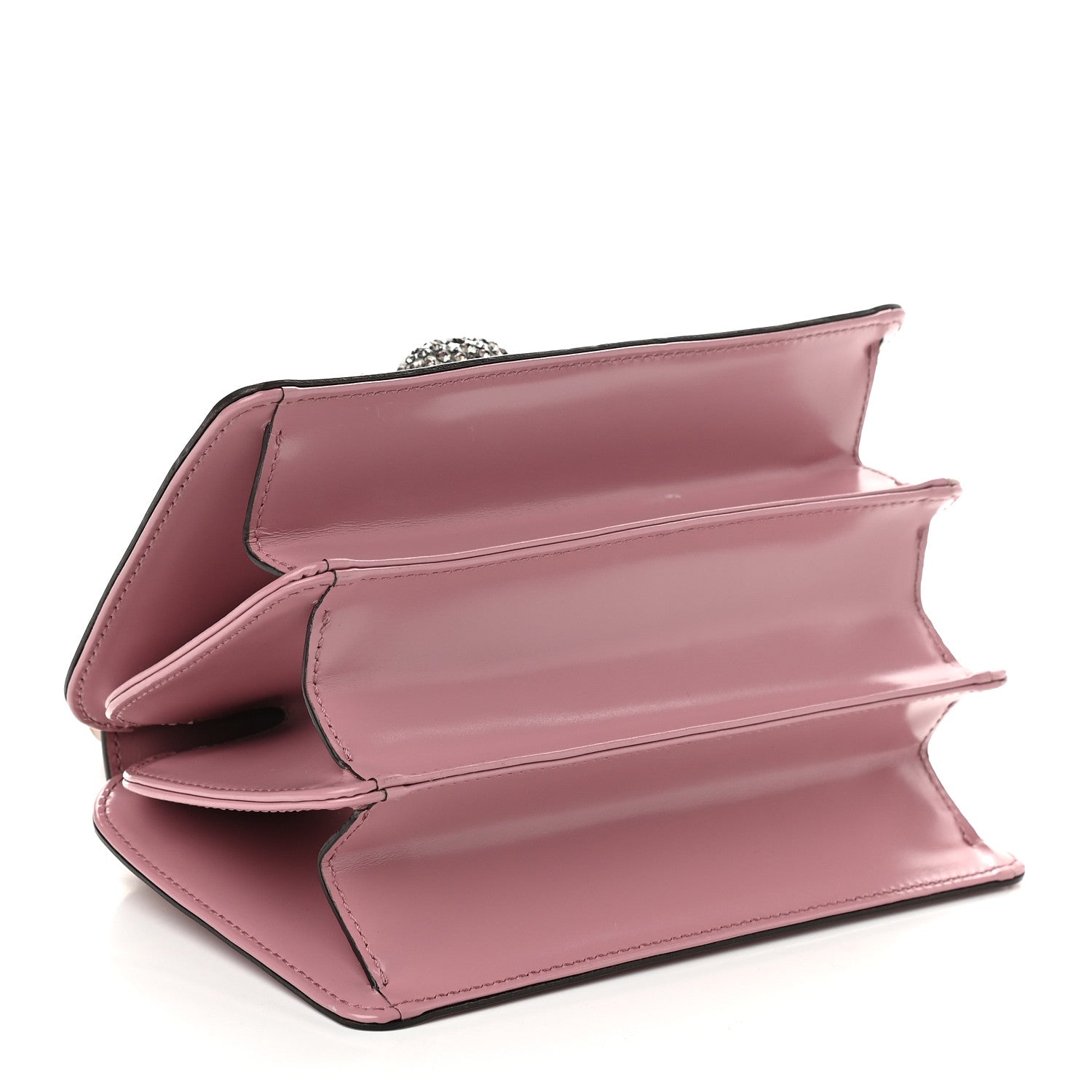 Gucci Calfskin Bamboo Crystal Mini Thiara Top Handle Bag Carmine Rose Gold 4 of 10