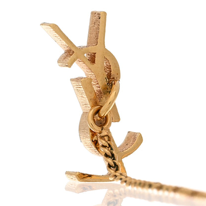 Saint Laurent Metal Monogram Pendant Threader Earrings Gold 4 of 5