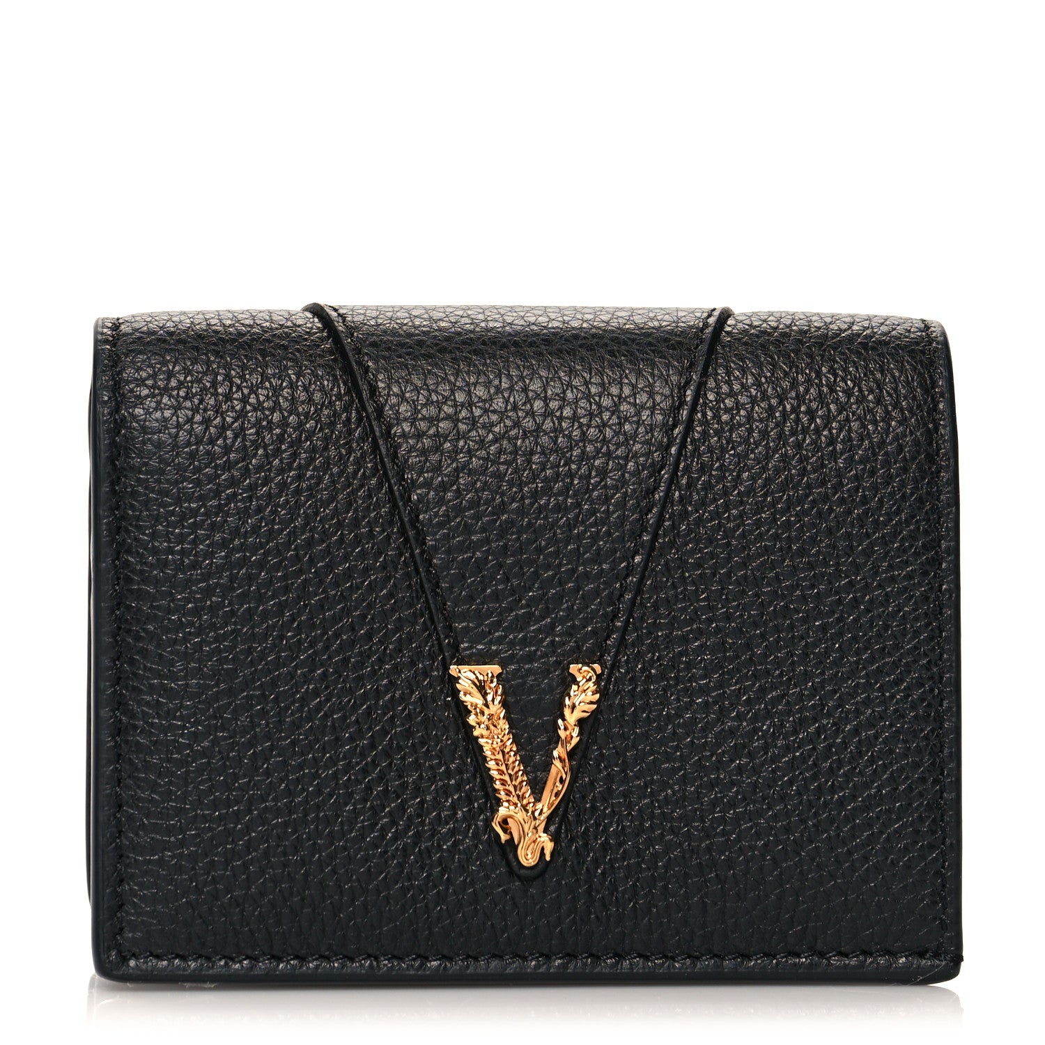 Versace Grained Calfskin Virtus Bifold Wallet Black 1 of 7